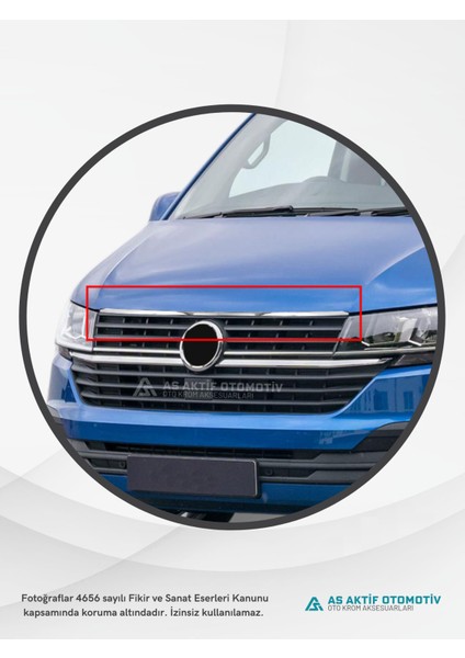 Volkswagen Transporter T6.1 Van Ön Panjur (Üst Kaput) Çıtası 2020 ve Üzeri Krom Paslanmaz Çelik modelleri