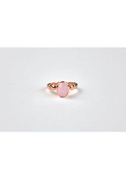 Pink Quartz Taşlı Rose Altın Yüzük