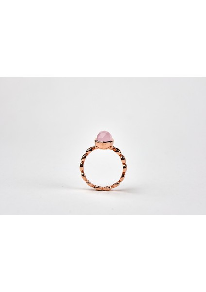 Pink Quartz Taşlı Rose Altın Yüzük
