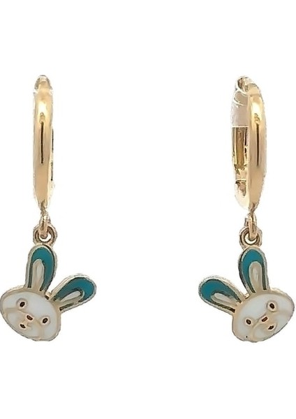 Mine Sallantılı Tavşan Başı Altın Çocuk Küpe