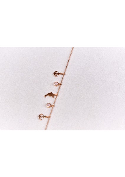 Pink Quartz Taşlı Rose Altın Bileklik