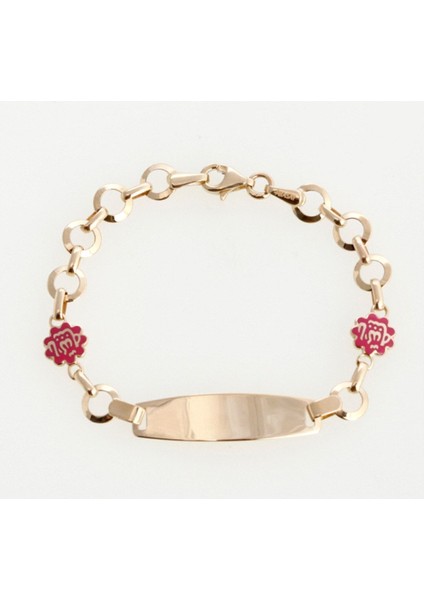 Mineli Plakalı Yeşil Altın Çocuk Bileklik