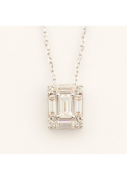Swarovski Taşlı Baget Beyaz Kolye