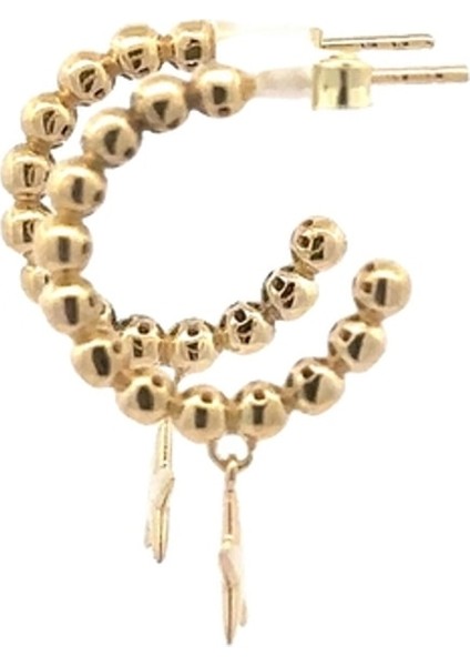 Sallantılı Yıldız Detaylı Tırtıklı Yarım Halka Altın Küpe fırsatları