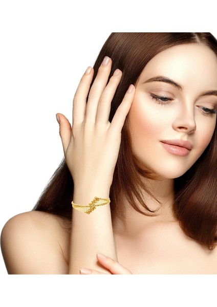 Dorika Toplu Model Şık Dizayn Sarı Altın Kelepçe Bileklik