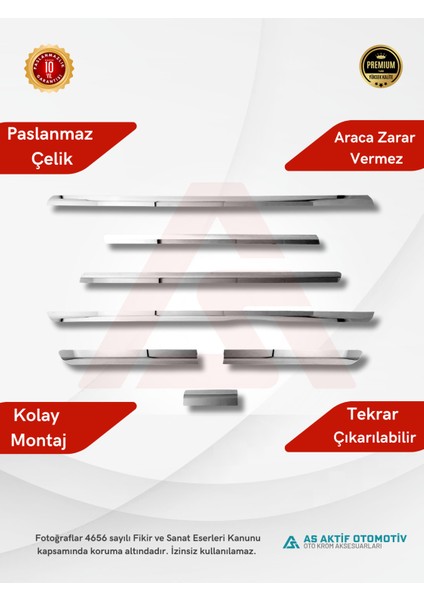 Volkswagen Transporter T6 Van Yan Kapı Çıtası (Uzun Şasi) 7 Parça 2015 ve Üzeri Krom Paslanmaz Çelik fiyatları