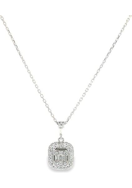 Swarovski Baget Taşlı Beyaz Gerdanlık Kolye