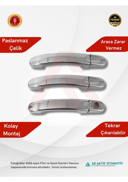 Volkswagen Transporter T6 Van Kapı Kolu (3 Kapı) 3 Parça 2015 ve Üzeri Krom Paslanmaz Çelik