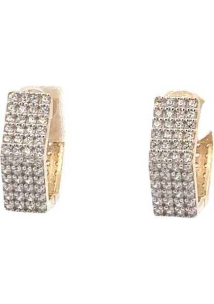 Zirkon Taşlı Beşgen Altın Küpe modelleri