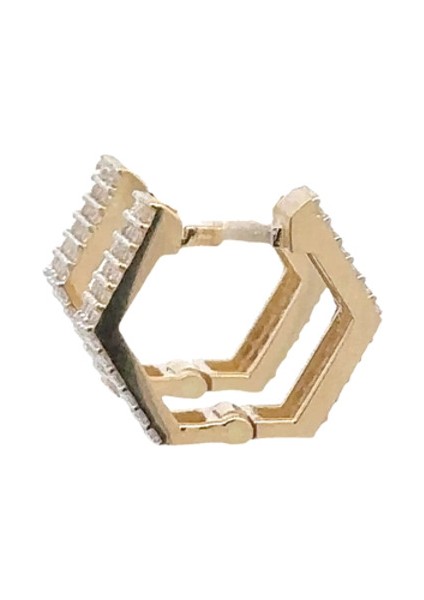 Zirkon Taşlı Beşgen Altın Küpe fırsatları