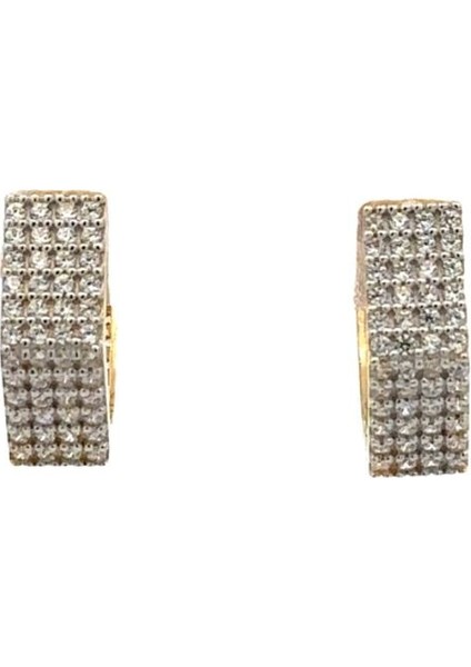 Zirkon Taşlı Beşgen Altın Küpe indirimleri