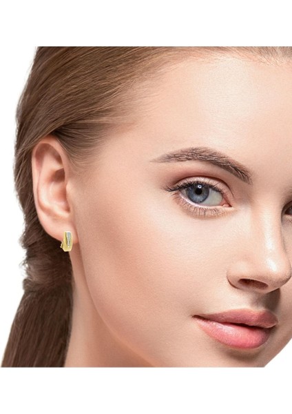 Zirkon Taşlı Klipsli Model Tarz Altın Küpe