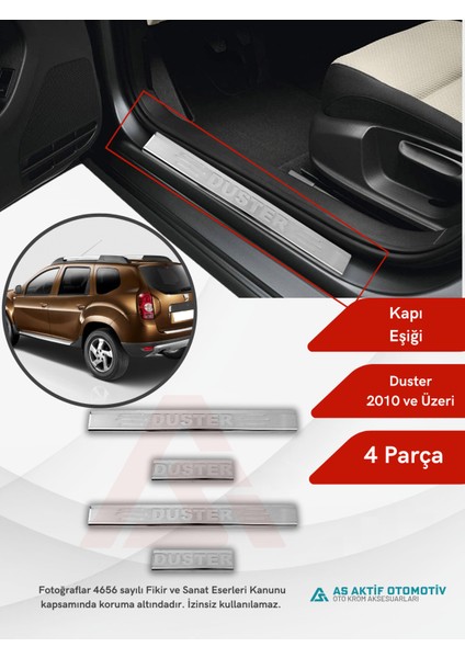 Dacia Duster Suv Kapı Eşiği 4 Parça 2010 ve Üzeri Krom Paslanmaz Çelik