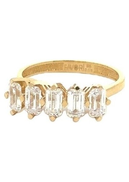 Zirkon Emerald Kesim Taşlı Beştaş Altın Yüzük modelleri