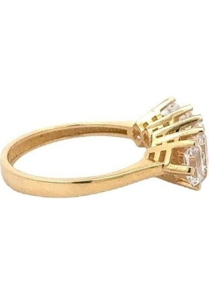 Zirkon Emerald Kesim Taşlı Beştaş Altın Yüzük fırsatları