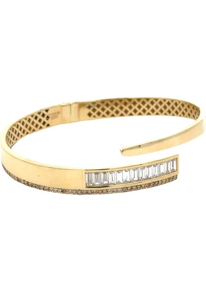 Swarovski Baget Taş Detaylı Modern Tarz Yeşil Altın Kelepçe Bileklik fiyatları