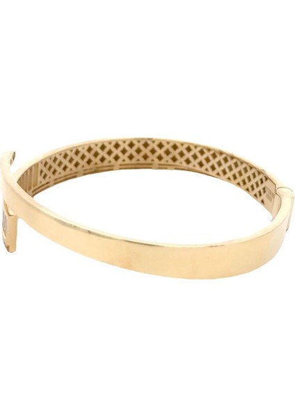 Swarovski Baget Taş Detaylı Modern Tarz Yeşil Altın Kelepçe Bileklik modelleri