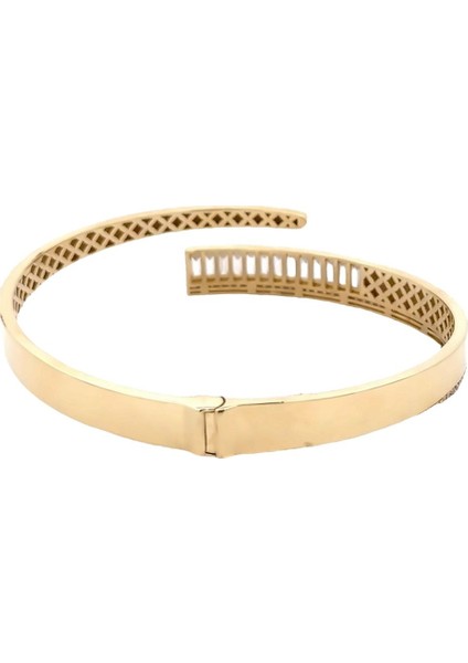 Swarovski Baget Taş Detaylı Modern Tarz Yeşil Altın Kelepçe Bileklik fırsatları
