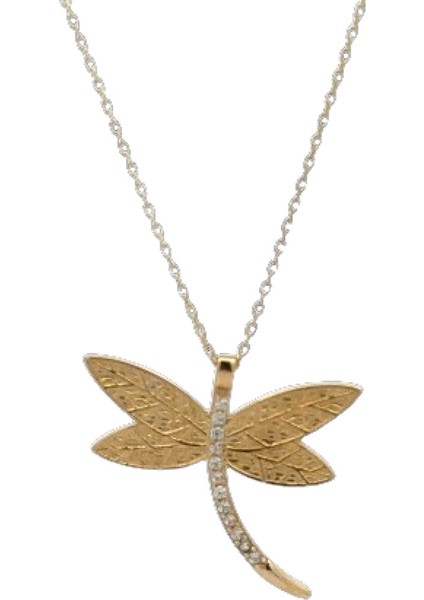 Zirkon Taş Detaylı Yusufcuk Figürlü Şık Altın Kolye