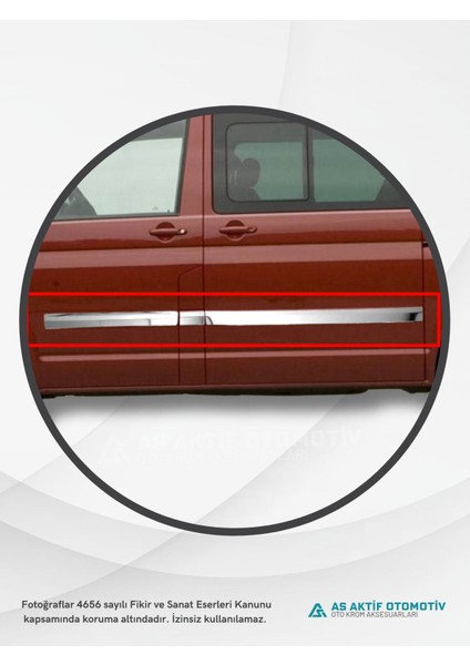 Volkswagen Transporter T6 Van Yan Kapı Çıtası (Kısa Şasi) 5 Parça 2015 ve Üzeri Krom Paslanmaz Çelik