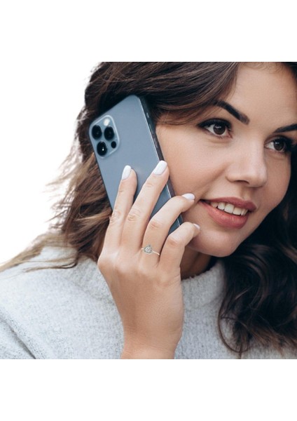 Pırlanta Taşlı Kalp Modeli Dışı Çerçeveli Beyaz Altın Yüzük