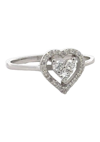 Pırlanta Taşlı Kalp Modeli Dışı Çerçeveli Beyaz Altın Yüzük modelleri