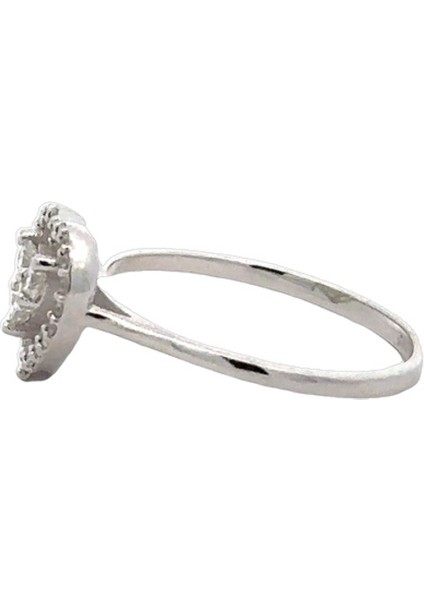 Pırlanta Taşlı Kalp Modeli Dışı Çerçeveli Beyaz Altın Yüzük fırsatları