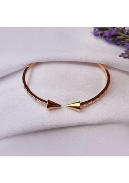 Zirkon Taşlı Baget Rose Altın Kelepçe Bileklik fiyatları