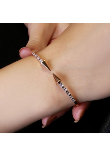 Zirkon Taşlı Baget Rose Altın Kelepçe Bileklik modelleri