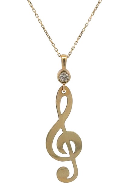 Zirkon Taş Detaylı Sol Anahtarı Altın Kolye modelleri