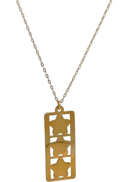 Plaka Içi Üç Kat Yıldız Figürlü Altın Kolye modelleri