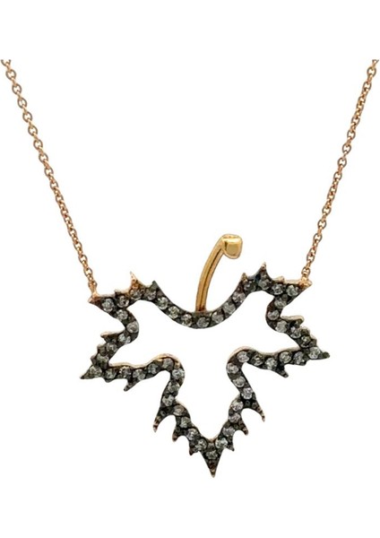 Pırlanta Taşlı Yaprak Rose Altın Kolye fiyatları