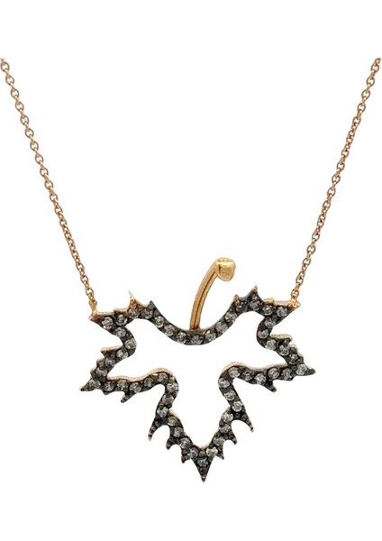 Pırlanta Taşlı Yaprak Rose Altın Kolye modelleri