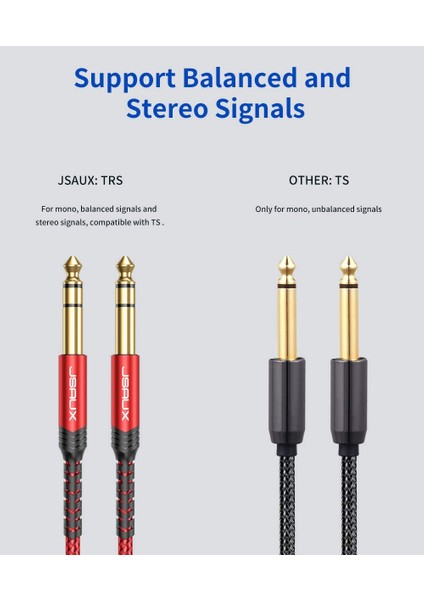 6.5mm To 6.5mm 1/4 Inç Gitar Enstrüman Kablosu Kırmızı Trs Stereo Ses Kablosu Erkek - Erkek Düz-Düz Elektro Gitar, Bas Gitar, Elektrik Mandolin Kablosu CM0007 3 Metre fiyatları