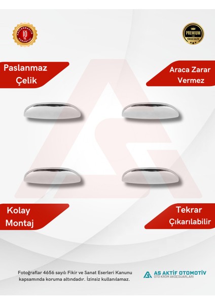 Fiat Albea Sd Kapı Kolu 4 Parça 2002-2012 Krom Paslanmaz Çelik