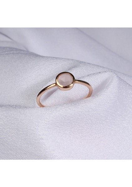 Pink Quartz Taşlı Rose Altın Yüzük