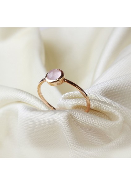 Pink Quartz Taşlı Rose Altın Yüzük indirimleri