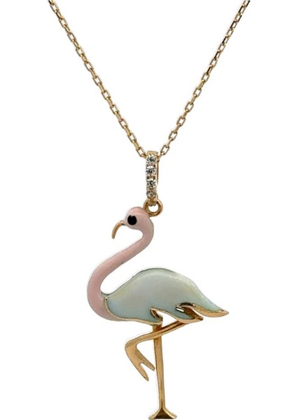 Mine Flamingo Figürlü Altın Kolye