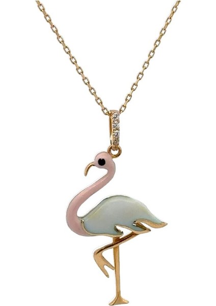 Mine Flamingo Figürlü Altın Kolye