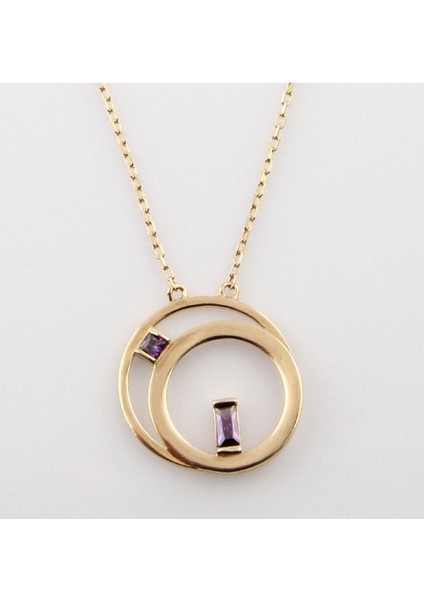 Ametist Taşlı Altın Kolye