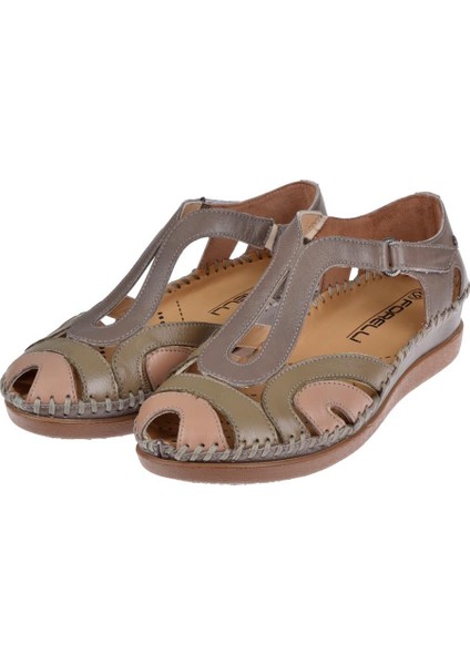 Hakiki Deri Comfort Kadın Sandalet FOR-22521 VİZON fırsatları