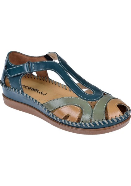 Deri Comfort Kadın Sandalet FOR-22521 Kot Mavi