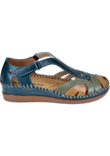 Deri Comfort Kadın Sandalet FOR-22521 Kot Mavi