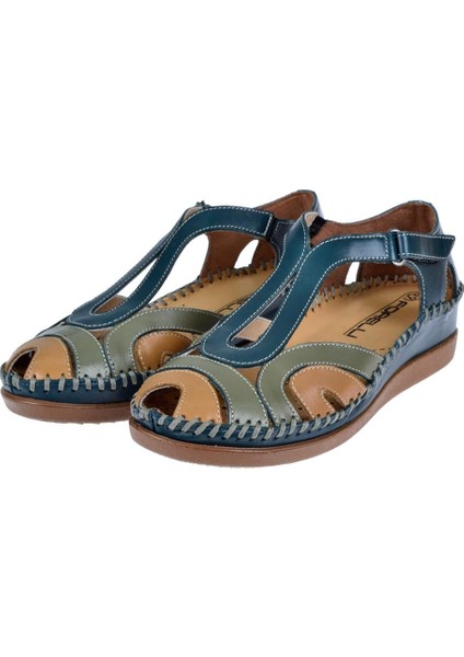 Deri Comfort Kadın Sandalet FOR-22521 Kot Mavi