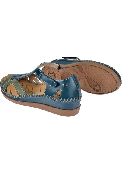 Deri Comfort Kadın Sandalet FOR-22521 Kot Mavi