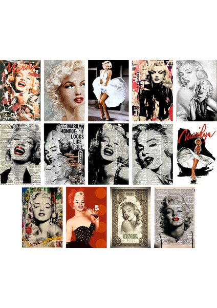 Marilyn Monroe Temalı Kartpostal Seti (10X15 cm 14 Adet)