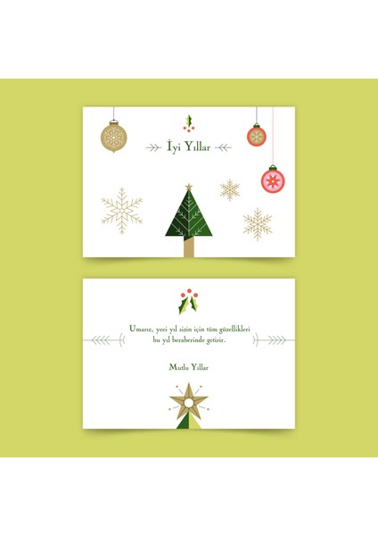 Yılbaşı Temalı Çift Taraflı Kartpostal Seti (15X10 cm 6 Adet+6 Adet Zarf)