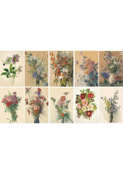 Buket Çiçekler Temalı Kartpostal Seti (10X15 cm 10 Adet)