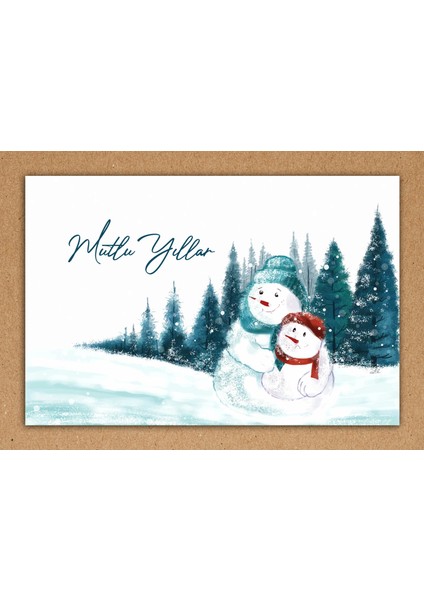 Yılbaşı Temalı Kraft Kart Üzeri Kartpostal Seti (15X10 cm 6 Adet+6 Adet Zarf) fiyatları