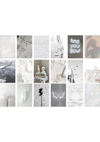 Beyaz Temalı Kartpostal Seti (10X15 cm 18 Adet)